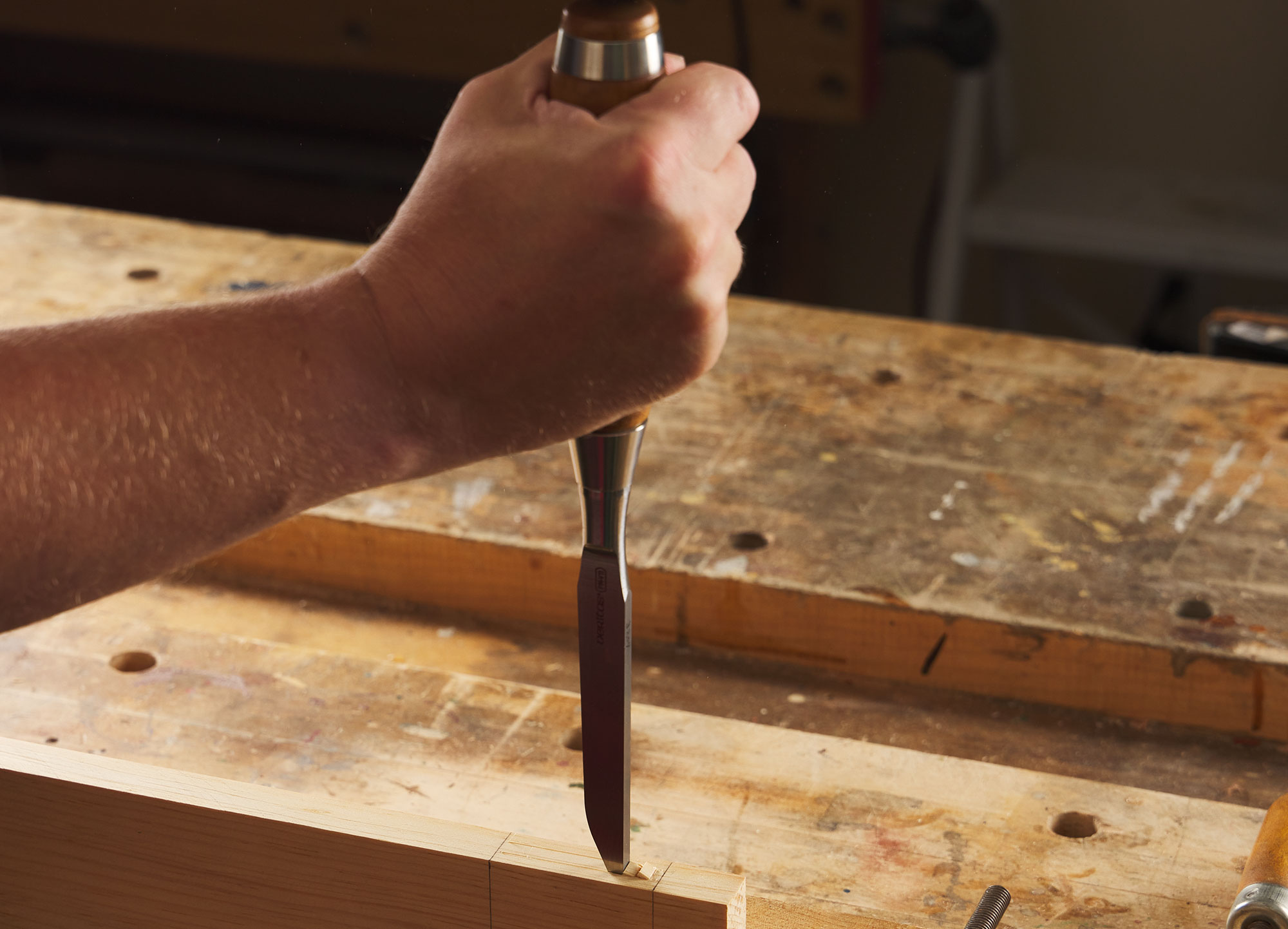 Chopping a mortise