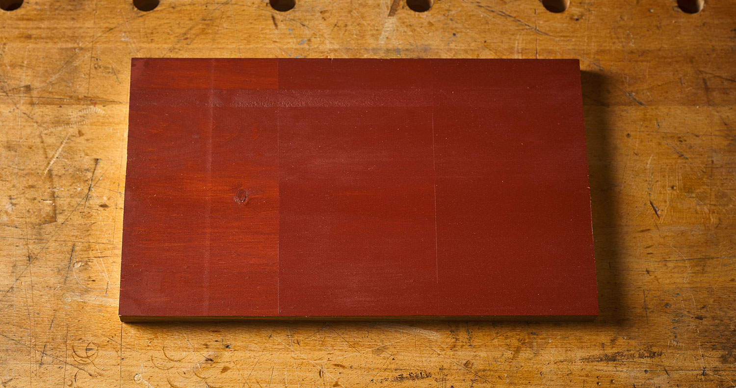 Sample board top-coated with an oil/ wax finish.