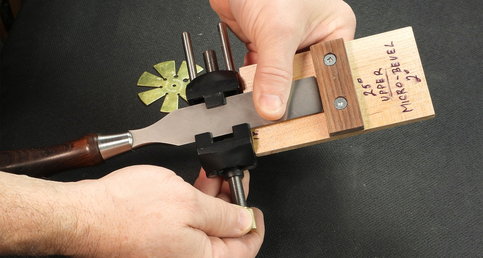 Handheld protrusion jig in use