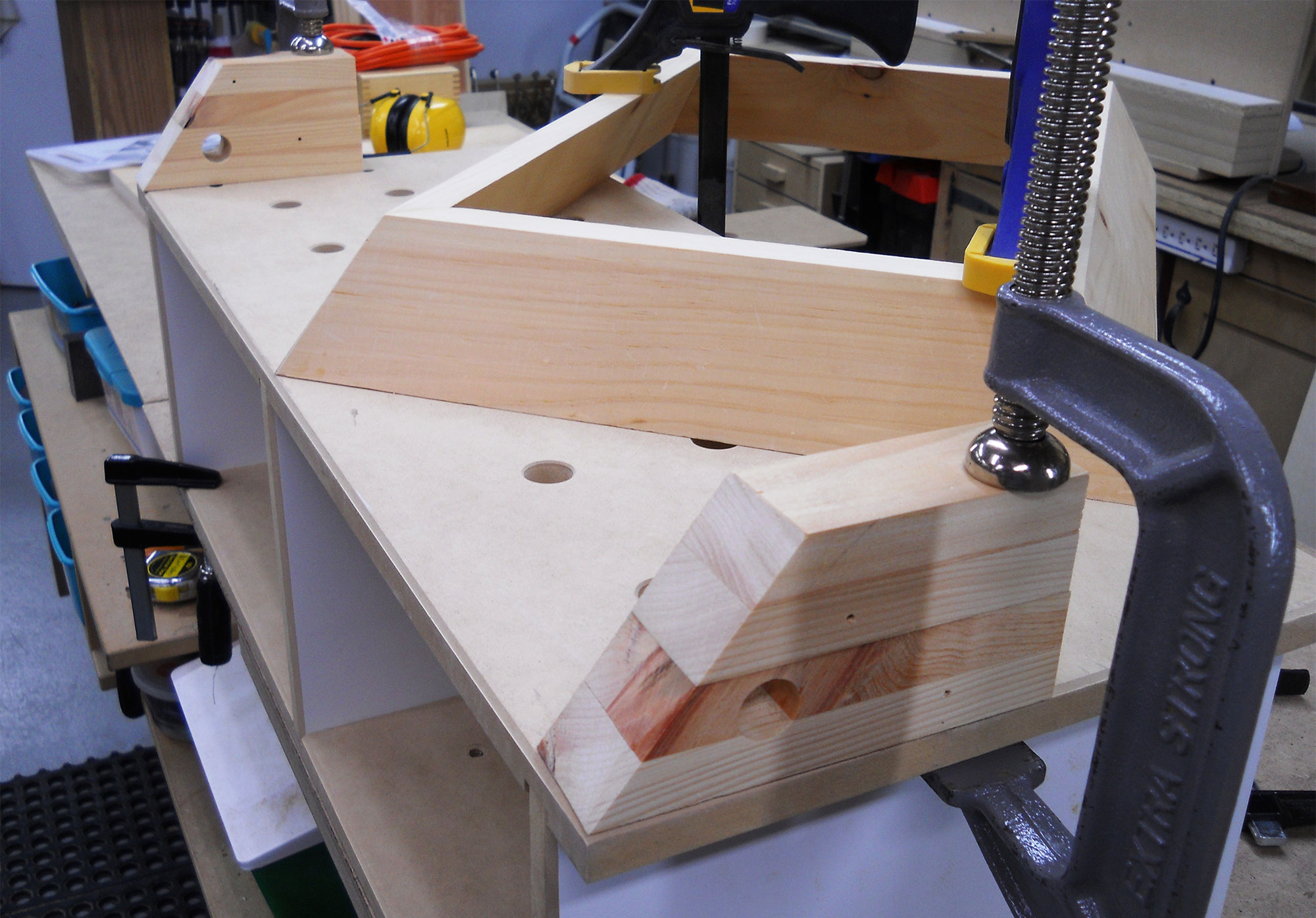 Clamping frame to  work surface.