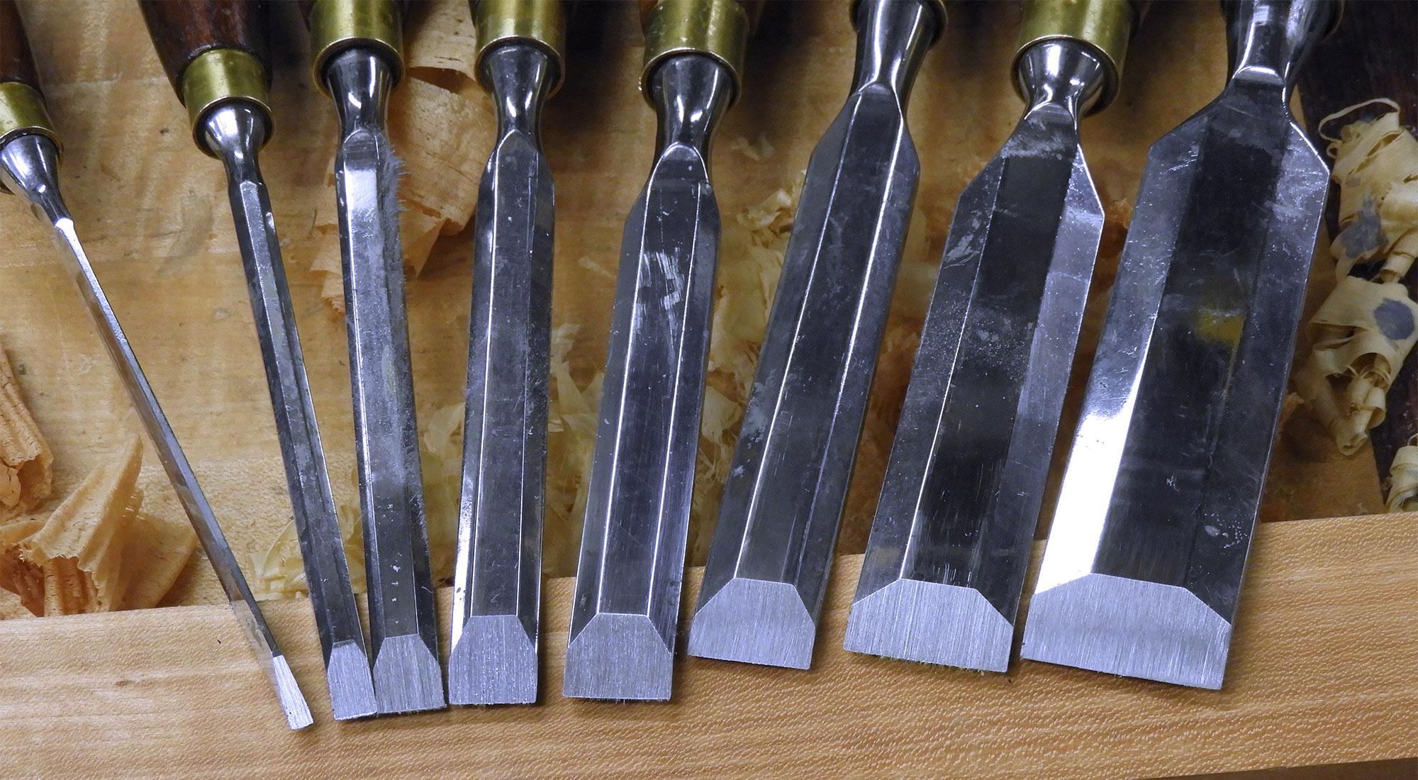Chisels ready for final lapping and honing.