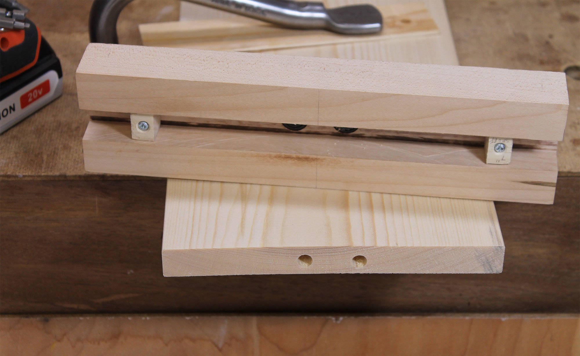 Reposition the end blocks in the dado to handle stock of different widths.