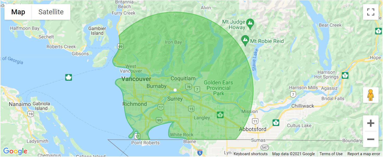 Deliveries must be within 35km of our Coquitlam store.